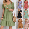Women's V-Neck Dress (Light Green) | OWNLUXE