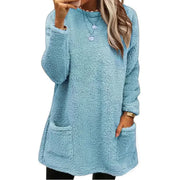 Faux Fur Lined Knit Sweater – Extra-Long Winter Pullover