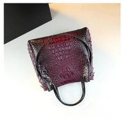 Genuine Leather Crocodile Print Tote - 2025 Trend Bucket Bag