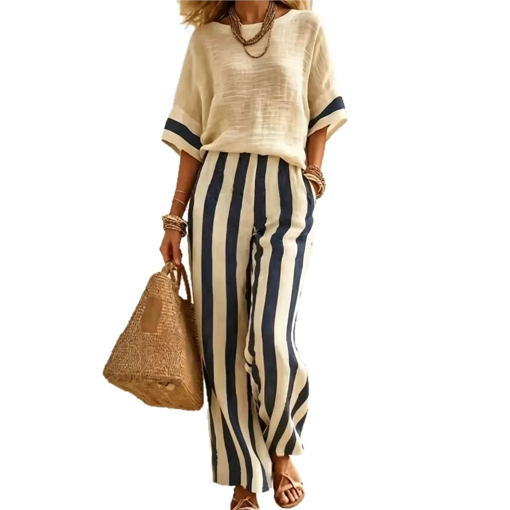Women's Wide Leg Striped Pants | OWNLUXE