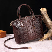 Crocodile Embossed Leather Handbag - Classic Shoulder Bag