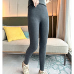 Load image into Gallery viewer, Women's 100% Cashmere Leggings - High Waist Thermal Knitted Pants
