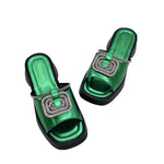 Load image into Gallery viewer, Women’s Mid Heel Slide Sandals – Cushioned Mixed-Color
