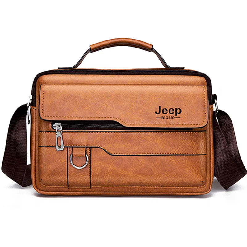 Men's PU Leather Business Tote Bag - Multi-Compartment Brief