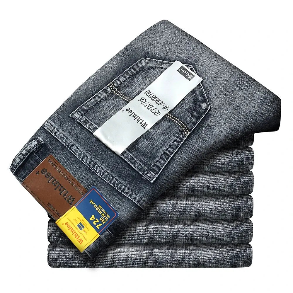Wthinlee Business Men's Jeans Casual Straight Stretch Pants | OWNLUXE