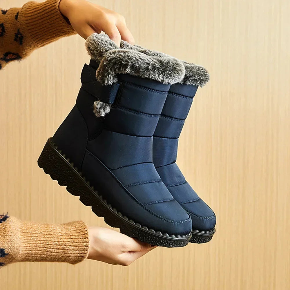 Women's Waterproof Mid-Calf Winter Boots with Plush Lining