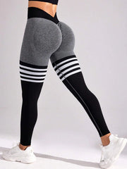 Striped High-Waist Yoga Seamless Leggings | OWNLUXE