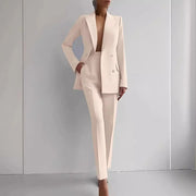 Slim-Fit 2-Piece Suit Set - Double-Breasted Blazer & Pencil Pants