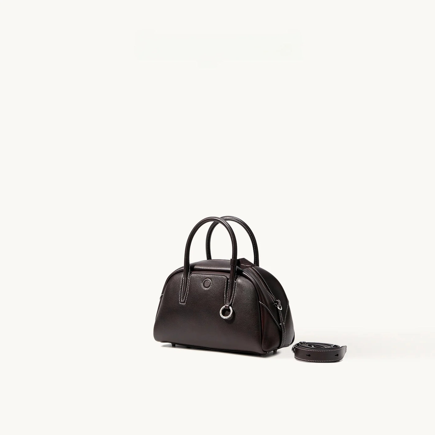 Split Leather Boston Bowling Bag - Compact Travel Crossbody Shoulder Bag | OWNLUXE