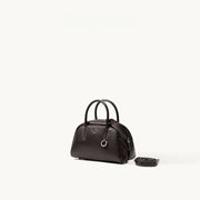 Split Leather Boston Bowling Bag - Compact Travel Crossbody Shoulder Bag | OWNLUXE