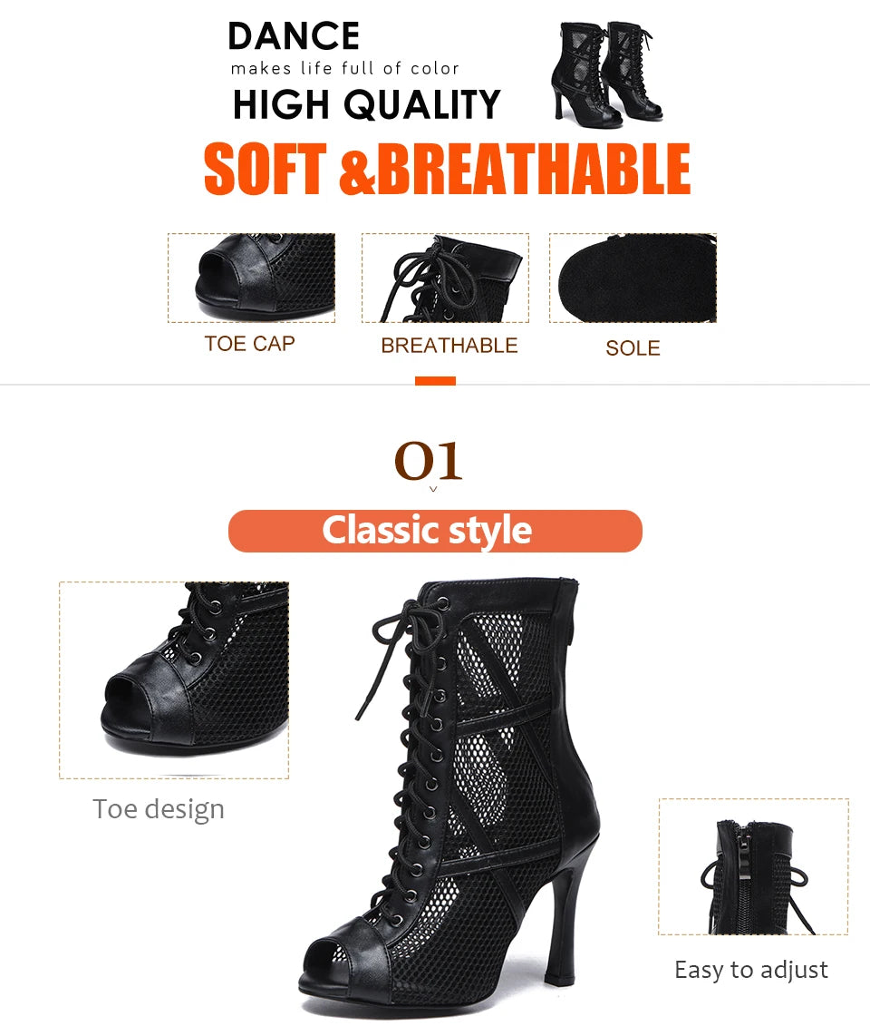 Mesh Zip Dance Ankle Boots – Cuban Heel Ballroom & Latin