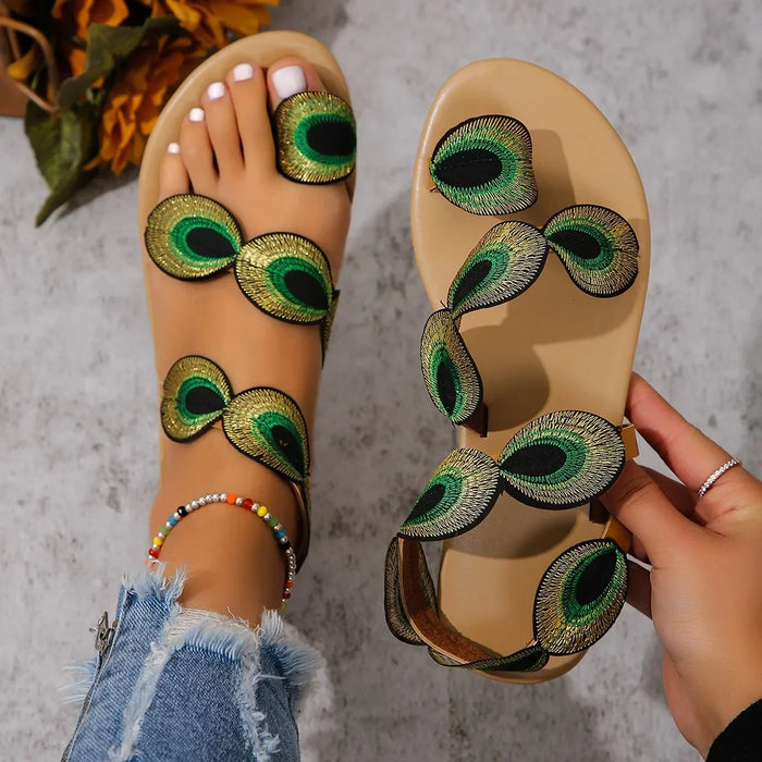 Plus-Size Yellow Embroidered Sandals – Shop at OWNLUXE
