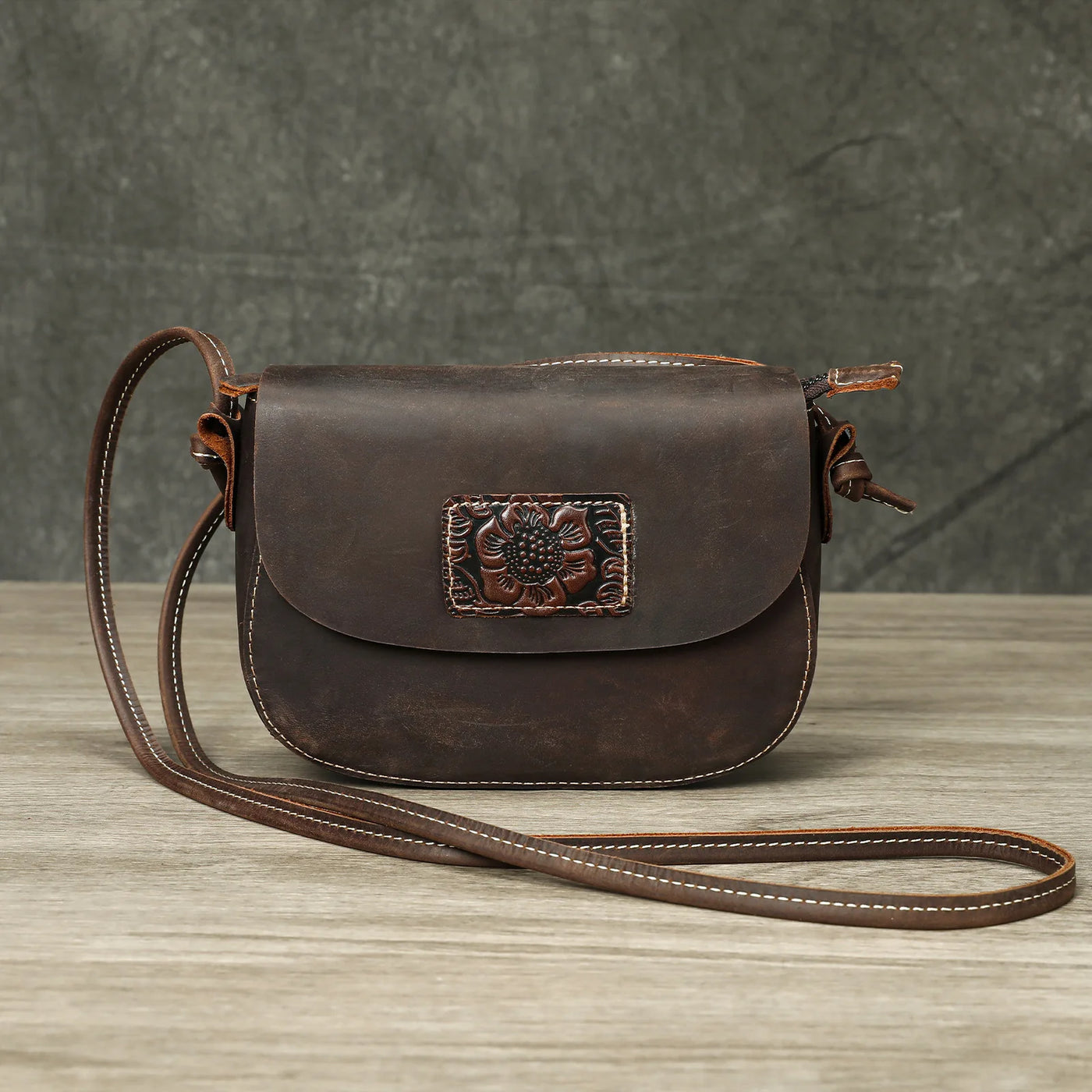 Johnature Crazy Horse Leather Crossbody Bag - Retro Cowhide | OWNLUXE