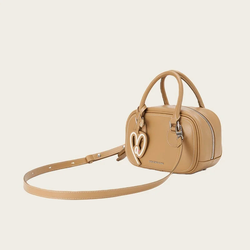 Large Capacity Soft Leather Tote Bag - Heart-Shaped Crossbody Handbag | OWNLUXE