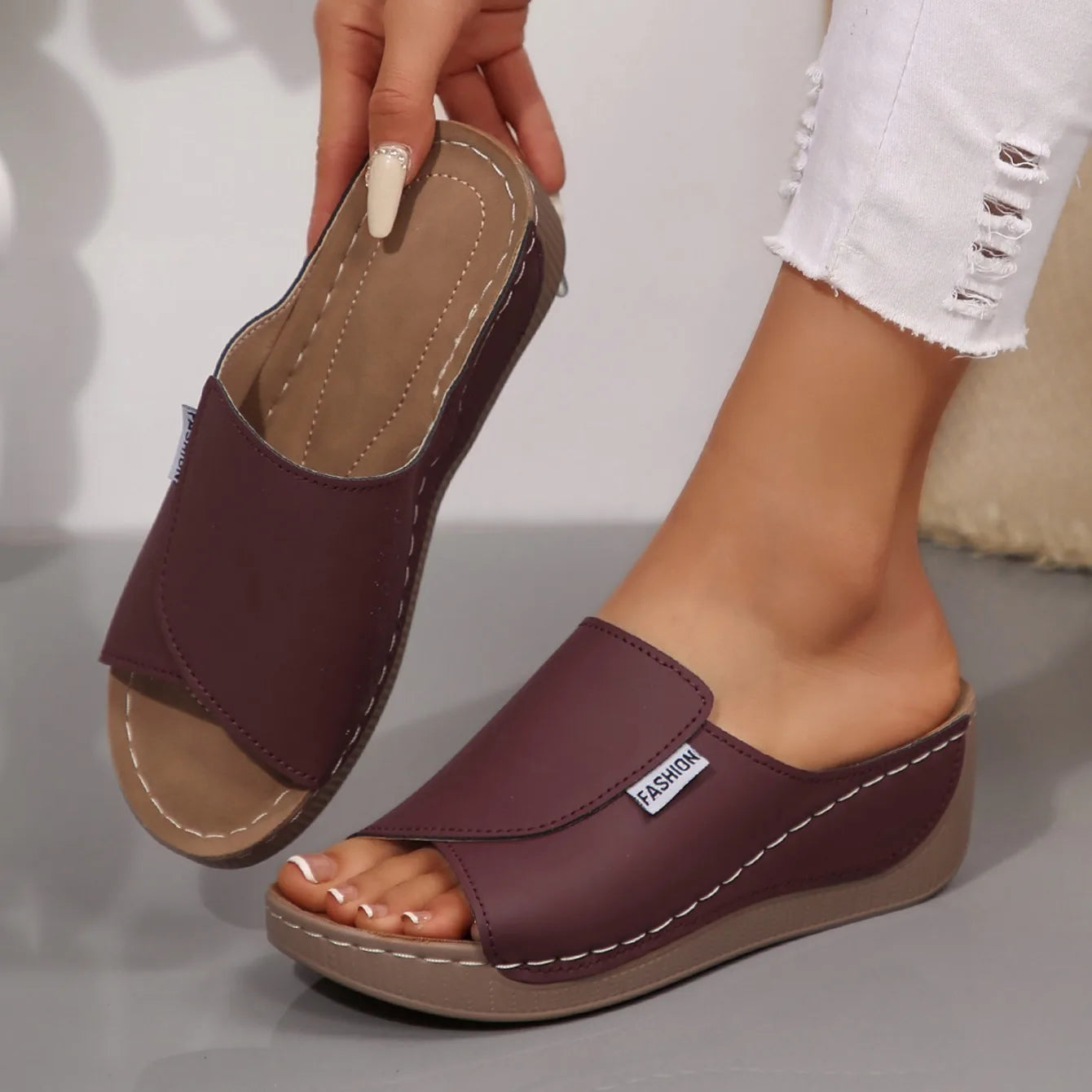 Women’s Wedge Slippers – Open-Toe Summer Sandals