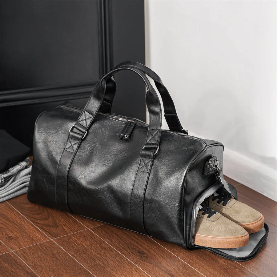 Spacious Leather Shoe-Compartment Travel Duffel Bag | OWNLUXE