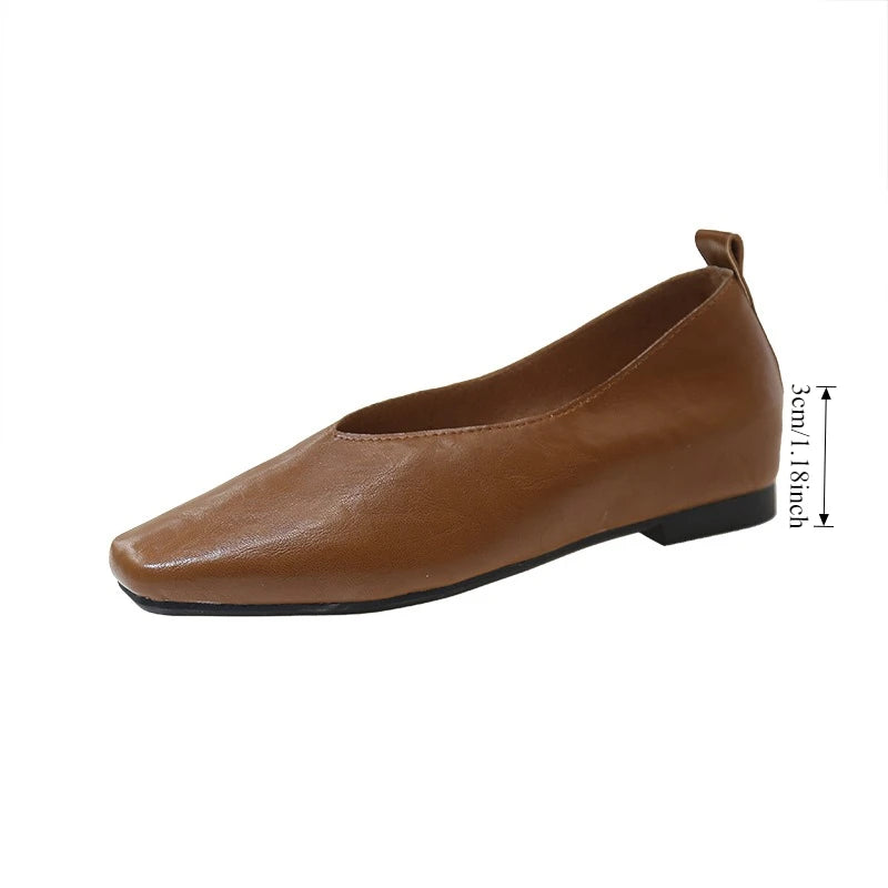 Women's Square Toe Leather Pumps (Brown) – Shop at OWNLUXE