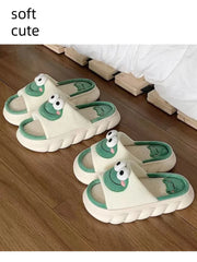 Four Seasons Linen House Slippers with Cute Cartoon Design