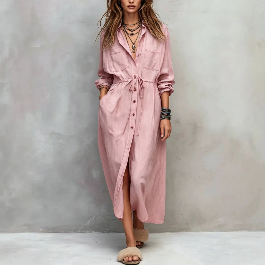 Vintage Long-Sleeve Maxi Pocket Dress | OWNLUXE