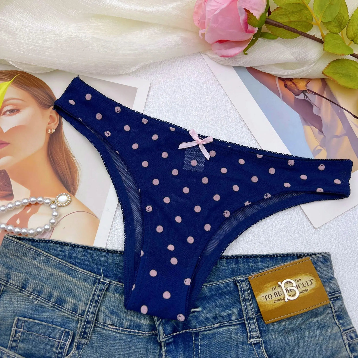 3-Piece Polka Dot Mesh Bikini Brief Set | OWNLUXE