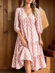 V-Neck Midi Elegant Polka Accessory | OWNLUXE