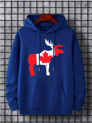 Maple Leaf Canada Print Hoodie – Pullover Sweatshirt with Kangaroo Pocket