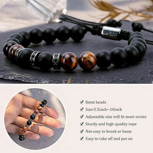 🧿 Natural Stone Men’s Bracelet – Father’s Day Gift | Bracelet pour hommes en pierres naturelles – Cadeau pour la fête des Pères 🧿