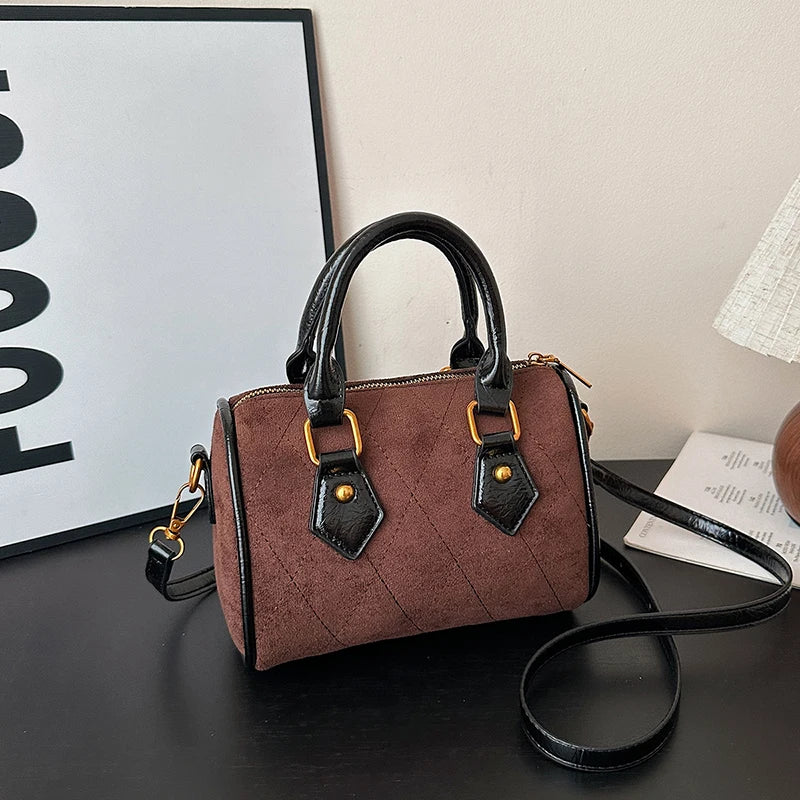 Vintage Pillow-Shaped Boston Bag - Lightweight PU Leather Crossbody | OWNLUXE