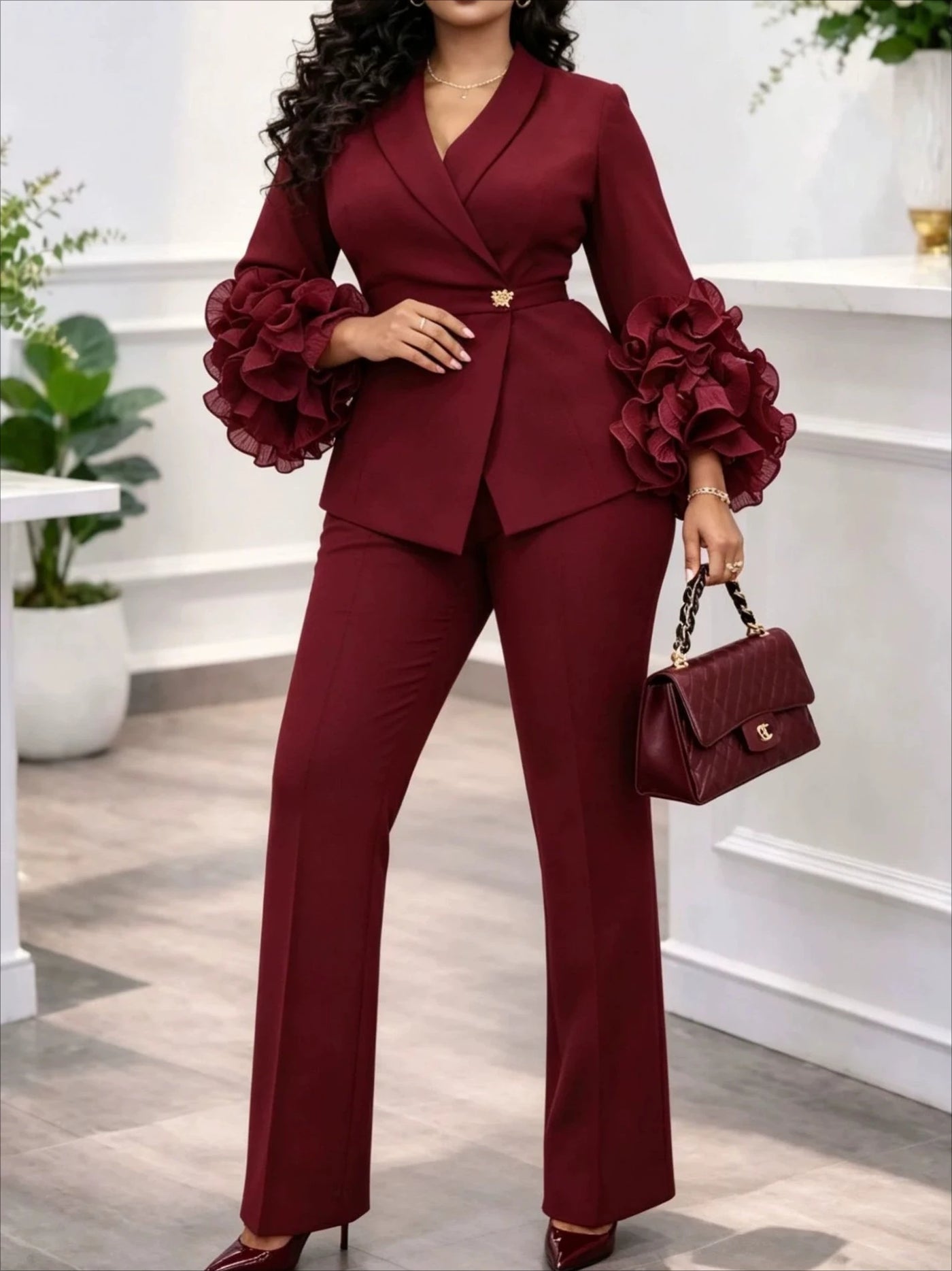 Women's High Waist Straight Leg Long Sleeve Jacket | OWNLUXE