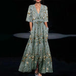 Load image into Gallery viewer, V-Neck Short Sleeve A-Line Maxi Dress – Casual Spring/Summer Wear
