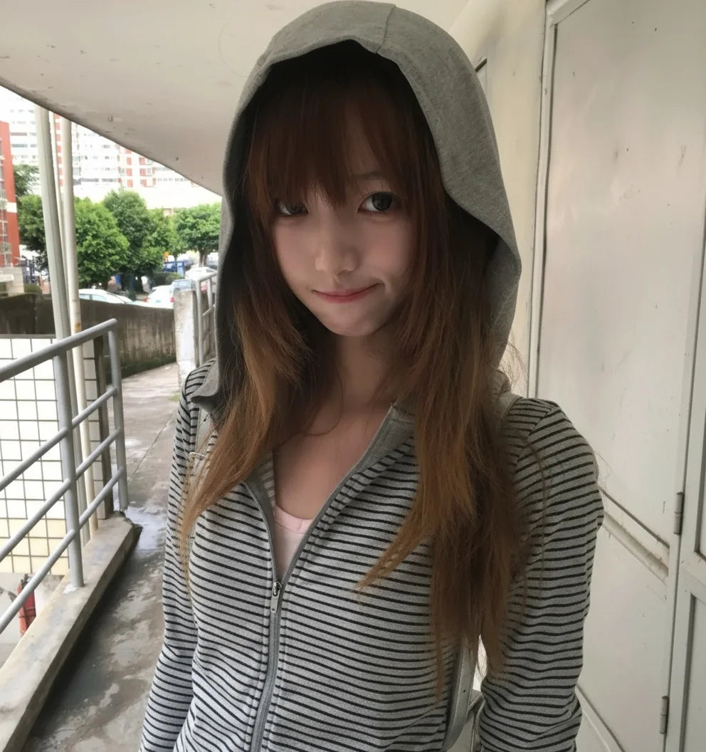 Women's Long Sleeve Striped Hoodie | OWNLUXE