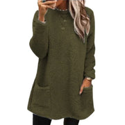 Faux Fur Lined Knit Sweater – Extra-Long Winter Pullover