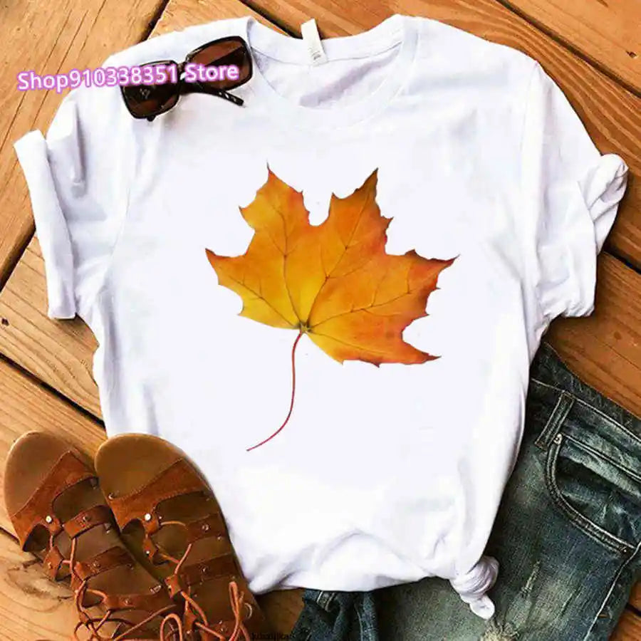 Fashion Canada Maple Leaf Flag Print Women T-Shirt O-Neck Short Sleeve | OWNLUXE