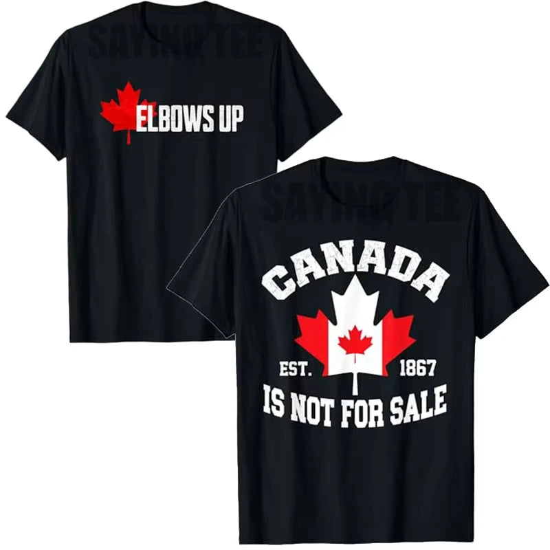 Elbows Up Canada True North Strong and Free Proud Canadian T-Shirt Canada Is Not for Sale EST. 1867 Patriotic Saying Tee Y2k Top