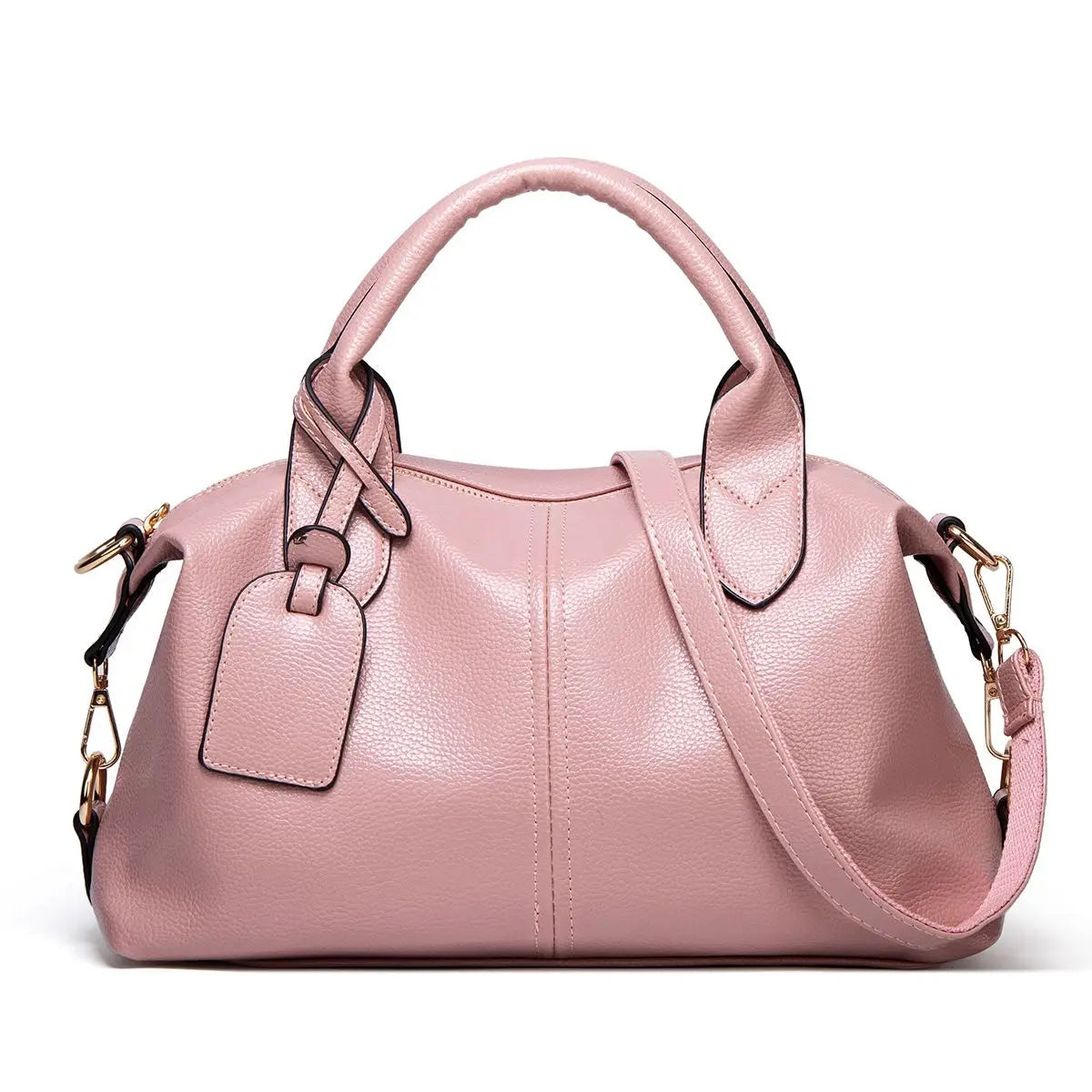 Women's Flannel Boston Bag – Business Tote with Chain Detail & Drawstring