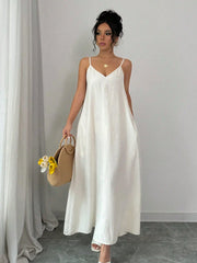 Women's Sleeveless V-Neck Dress | OWNLUXE
