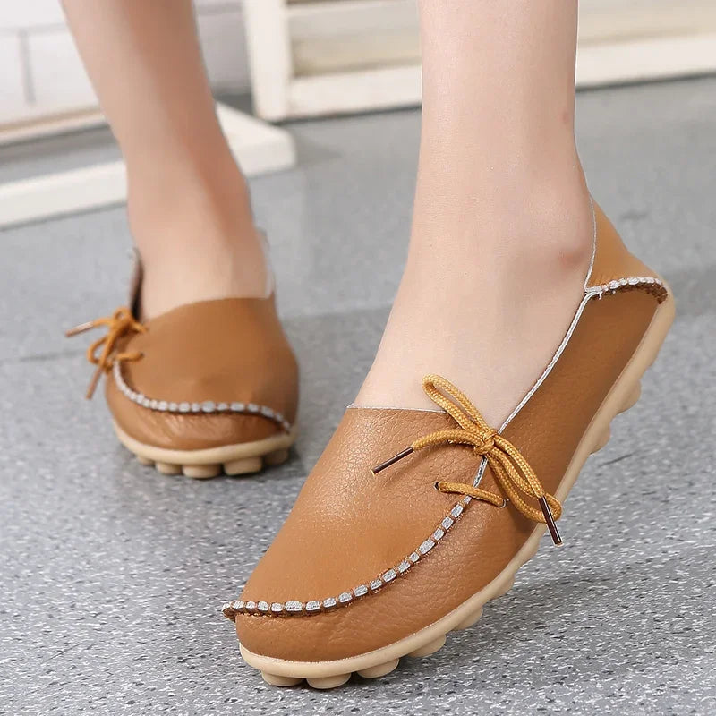 Women's Leather Plus-Size Loafers (Khaki) – Shop at OWNLUXE