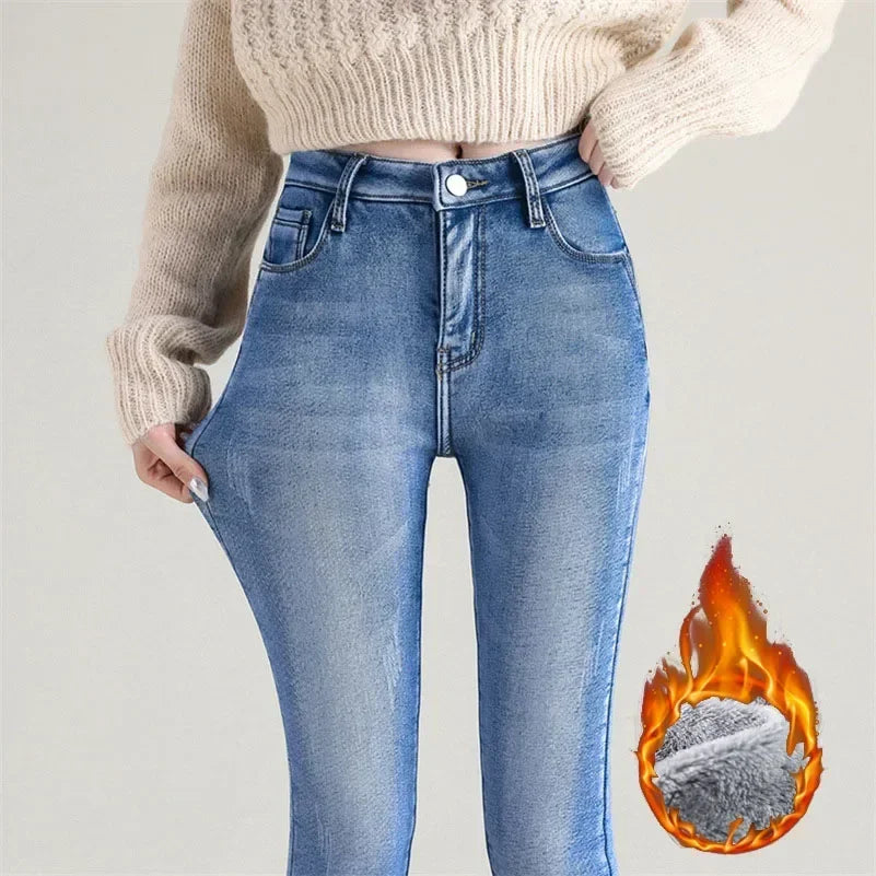 Skinny Denim Straight-Leg Pants | OWNLUXE