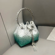 Crystal Bucket Evening Bag (Green Pink) | OWNLUXE