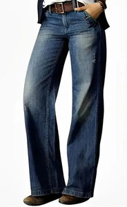 Bold & Relaxed: Wide-Leg Jeans with Patchwork | Jean large audacieux pour femme – Détails patchwork