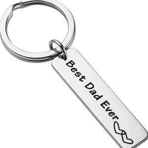 Father's Day Gift Best Dad Ever Keychain Stainless Steel Long Strip Engraved Unique Keyring Pendant Accessories Decor Ornament