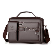 Men's PU Leather Satchel - Rivet Detail Crossbody Bag