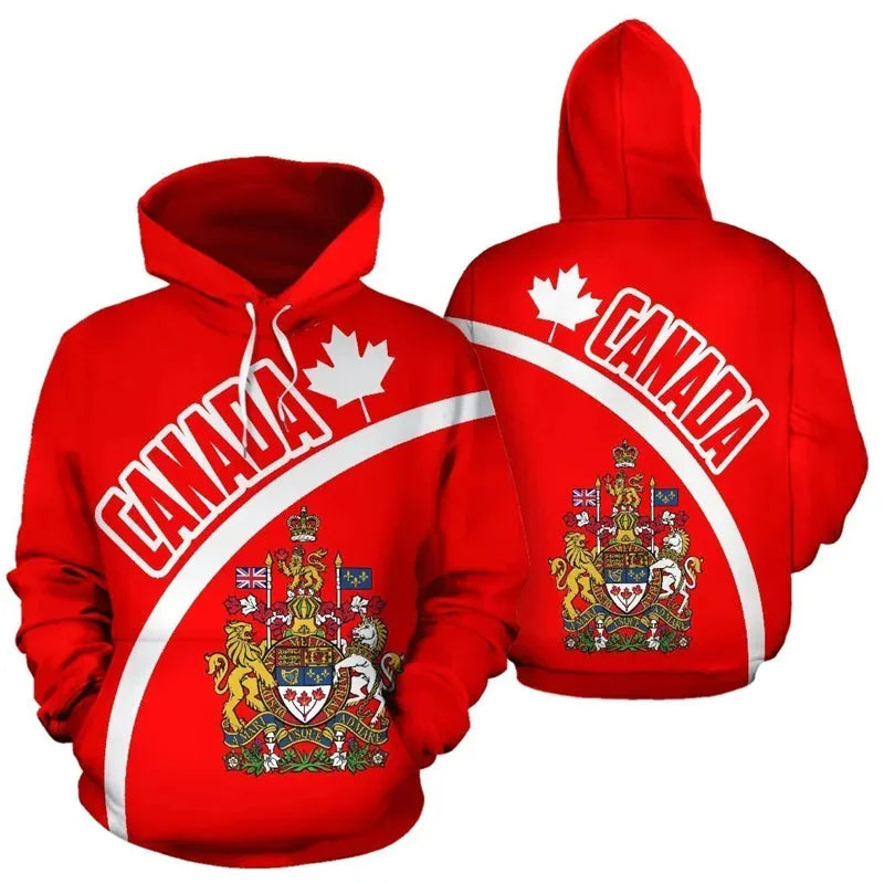 Fashion 3D Canada Natianal Flag Emblem Printed Hoodies | OWNLUXE