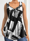 V-Neck Sleeveless Extended-Size Patchwork Sweatshirts | OWNLUXE