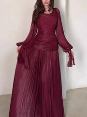 Draped Long-Sleeve Maxi Dress | OWNLUXE