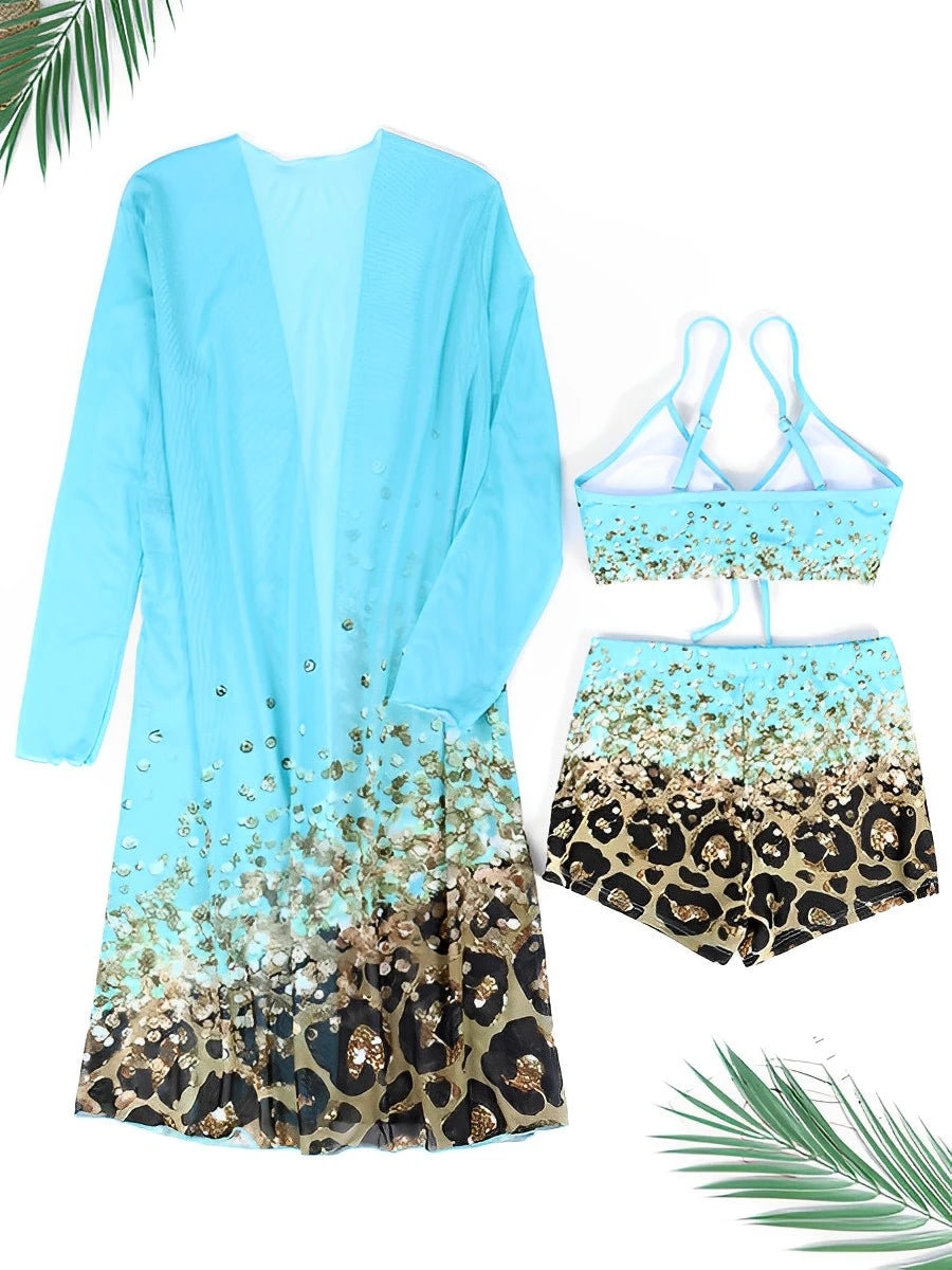 Printed High-Waist Bikini Set with Wire-Free Top