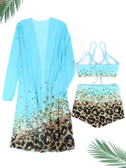 Printed High-Waist Bikini Set with Wire-Free Top