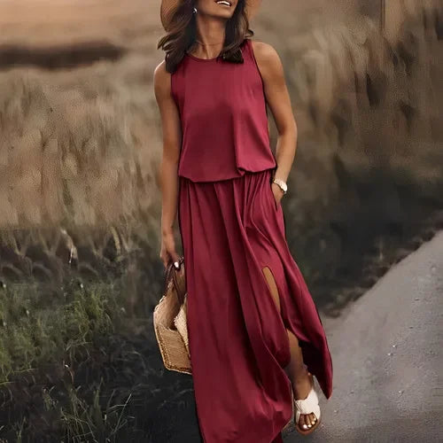 Loose Fit Summer Mini Dress – Sleeveless Above Knee Style