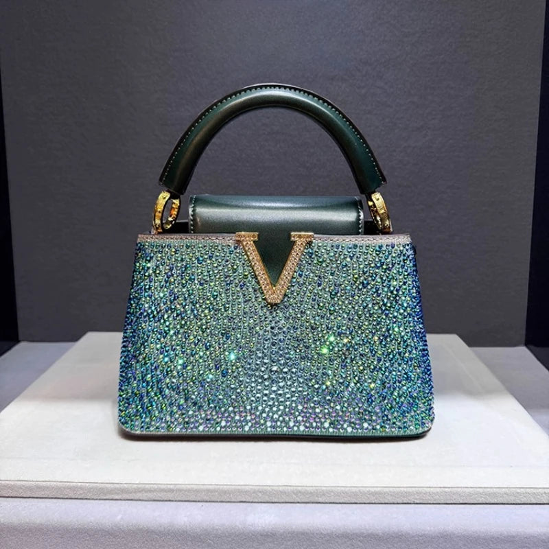 Rhinestone Embellished Leather Tote Bag - Luxury Crossbody Handbag | OWNLUXE