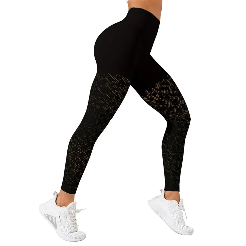 Women's High Waist Mesh Leggings (Black) | OWNLUXE